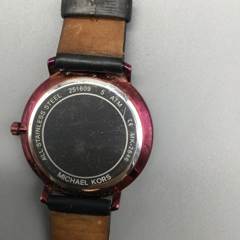 Michael Kors Jaryn Womens Watch 38mm Black Dial Purple Case Leather MK-2646 - Picture 12 of 15